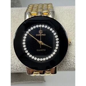 Giordano Ladies Watch New Battery 32MM‎ 7.75" Gold Tone Crystals